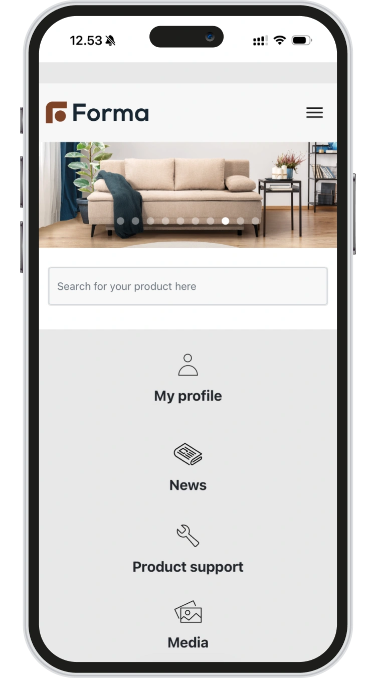 Forma website displayed on a smartphone screen